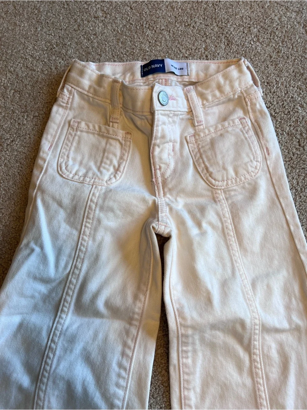 Wide Leg Girl’s Jeans in Cream - Size 5T